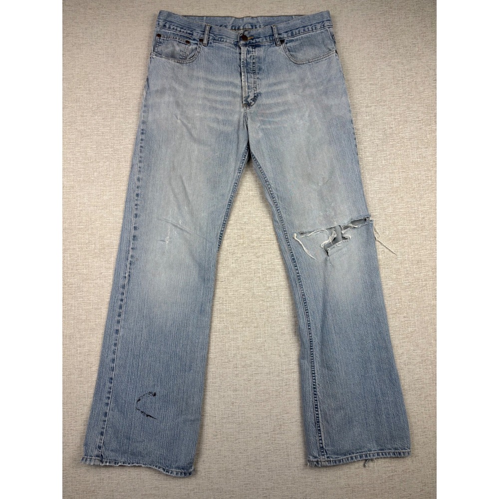 Divided H&M Bootcut Men's 36x33 Jeans Light Washed Distressed Kne Honeycomb Fade